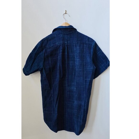 Free People Studio 189 Blue Indigo Patchwork Short Sleeved Shirt in a Size Small - Picture 4 of 4